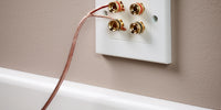 Speaker Faceplate/Wall Outlet - Red & Black, Gold Plated Binding Post Connectors - Accepts Banana Plugs & Speaker Cable (2 x Speaker Faceplate (4 Terminals))