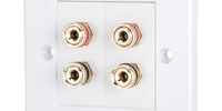 Speaker Faceplate/Wall Outlet - Red & Black, Gold Plated Binding Post Connectors - Accepts Banana Plugs & Speaker Cable (2 x Speaker Faceplate (4 Terminals))