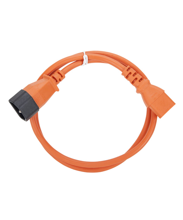 1m Orange IEC Power Extension Cable IEC Kettle Male to Female UPS Lead C13 - C14 Mains 240V