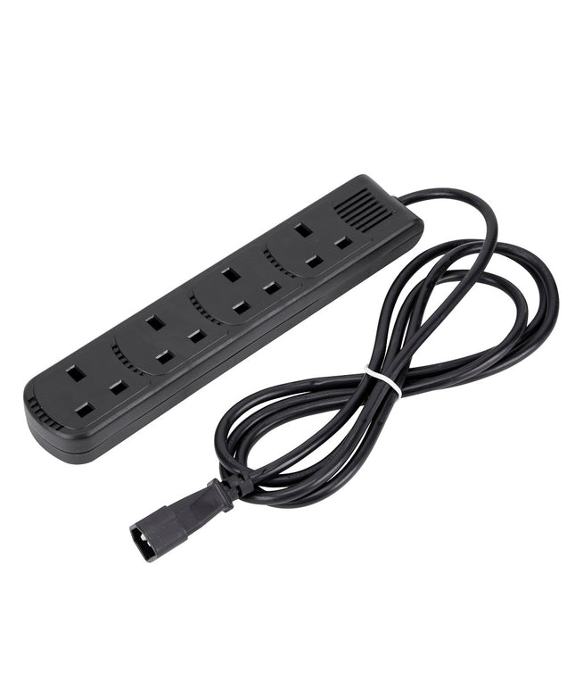 2m IEC C14 Plug to 4 Gang Mains Power UK Socket