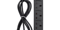 2m IEC C14 Plug to 4 Gang Mains Power UK Socket