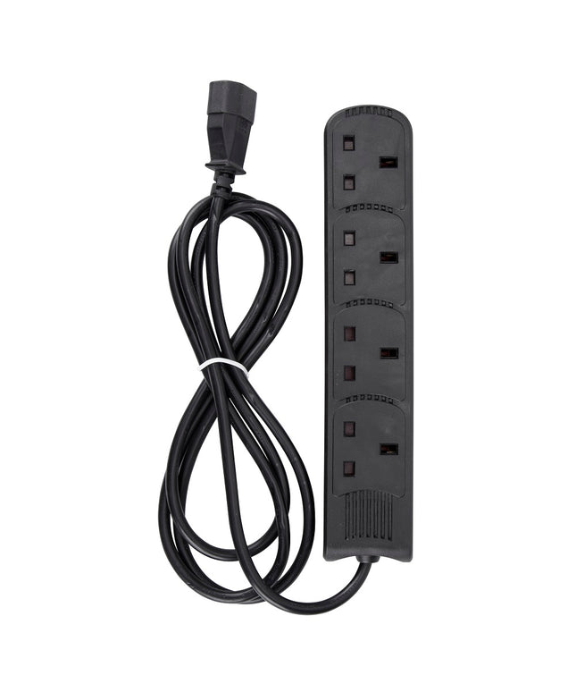 2m IEC C14 Plug to 4 Gang Mains Power UK Socket