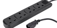2m IEC C14 Plug to 4 Gang Mains Power UK Socket