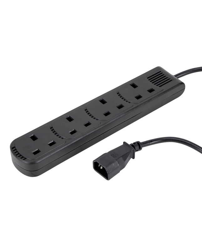 2m IEC C14 Plug to 4 Gang Mains Power UK Socket