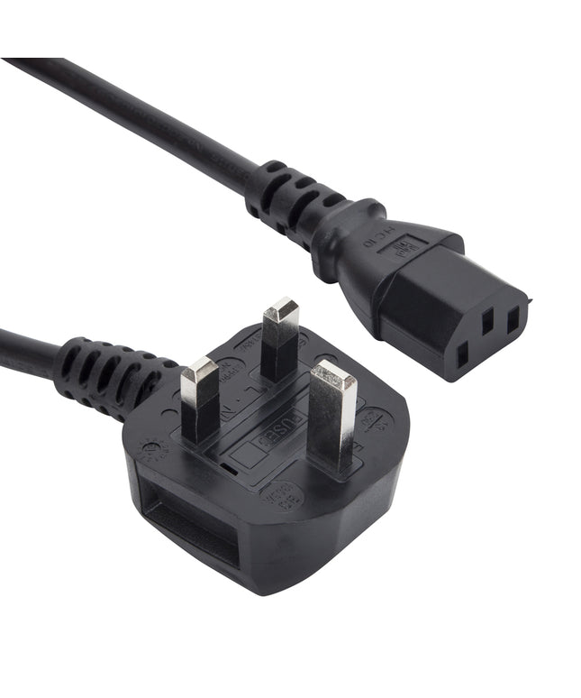 3m UK Kettle Lead Computer Power Cable 3 Pin 240V Plug to IEC Connector C13 6A