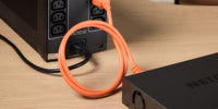 1m Orange IEC Power Extension Cable IEC Kettle Male to Female UPS Lead C13 - C14 Mains 240V