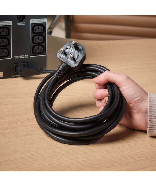 10m UK Right Angled Kettle Lead Computer Power Lead 3 Pin 240V Plug to IEC Connector C13 10A
