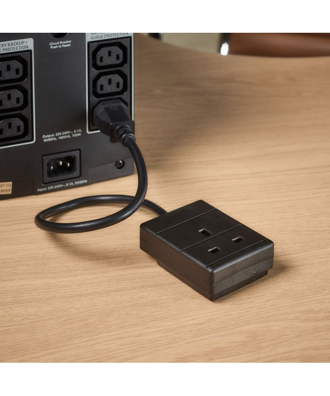 1m IEC C14 Plug to 1 Gang Mains Power UK Socket