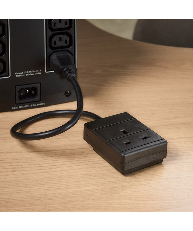 2m IEC C14 Plug to 1 Gang Mains Power UK Socket