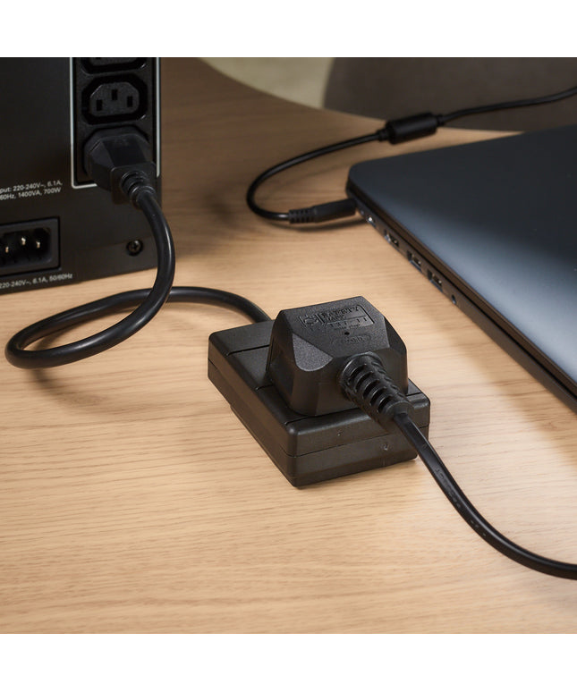 1m IEC C14 Plug to 1 Gang Mains Power UK Socket