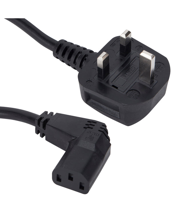 10m UK Right Angled Kettle Lead Computer Power Lead 3 Pin 240V Plug to IEC Connector C13 10A