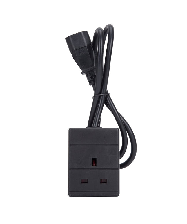 1m IEC C14 Plug to 1 Gang Mains Power UK Socket