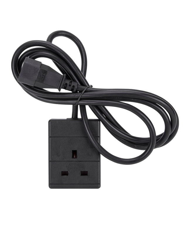 2m IEC C14 Plug to 1 Gang Mains Power UK Socket