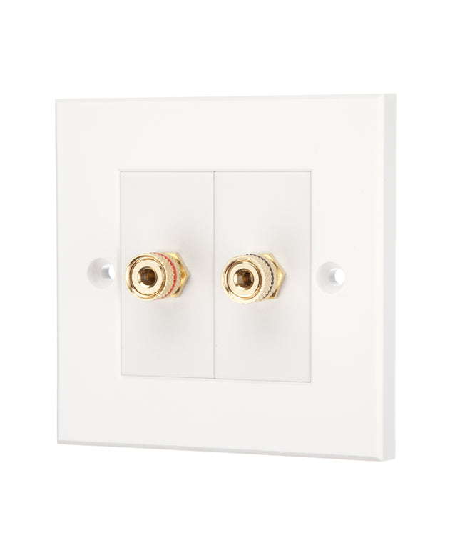 Speaker Faceplate/Wall Outlet - Red & Black, Gold Plated Binding Post Connectors - Accepts Banana Plugs & Speaker Cable (1 x Speaker Faceplate (2 Terminals))