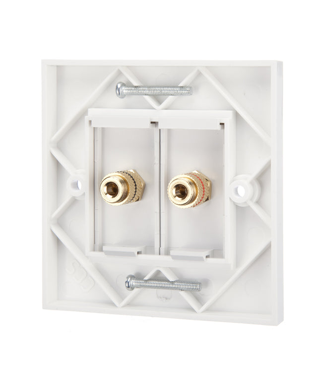 Speaker Faceplate/Wall Outlet - Red & Black, Gold Plated Binding Post Connectors - Accepts Banana Plugs & Speaker Cable (1 x Speaker Faceplate (2 Terminals))